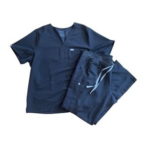 FIGS Technical Collection Kade Scrub Set Top XXL Pants XXLT Black Drawstring